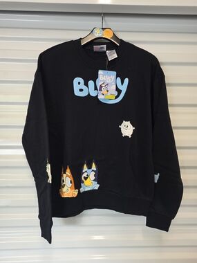 Bluey Bingo BBC Studios Crewneck Sweatshirt Black Unisex Small NWT (CD)